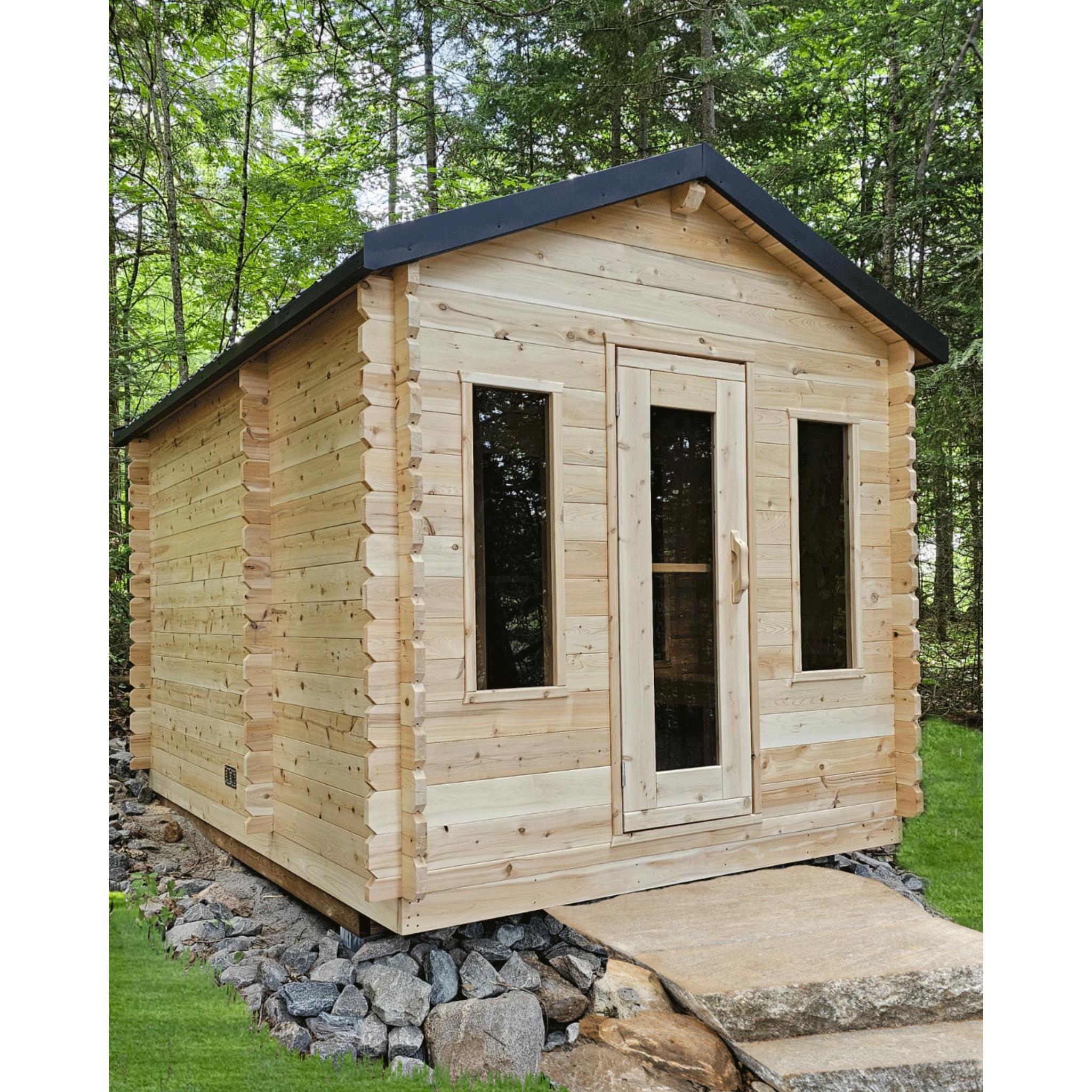 Canadian Timber Georgian Cabin Sauna w/ Change Room - Electric Heater