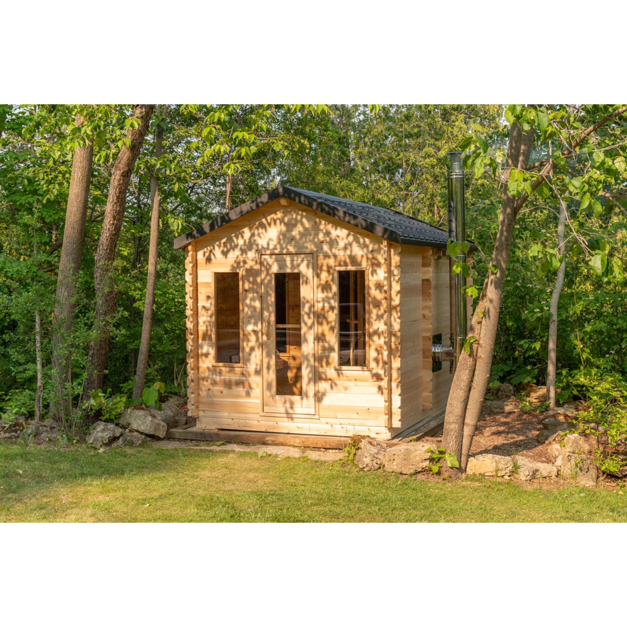 Canadian Timber Georgian Cabin Sauna w/ Change Room - Wood Burning