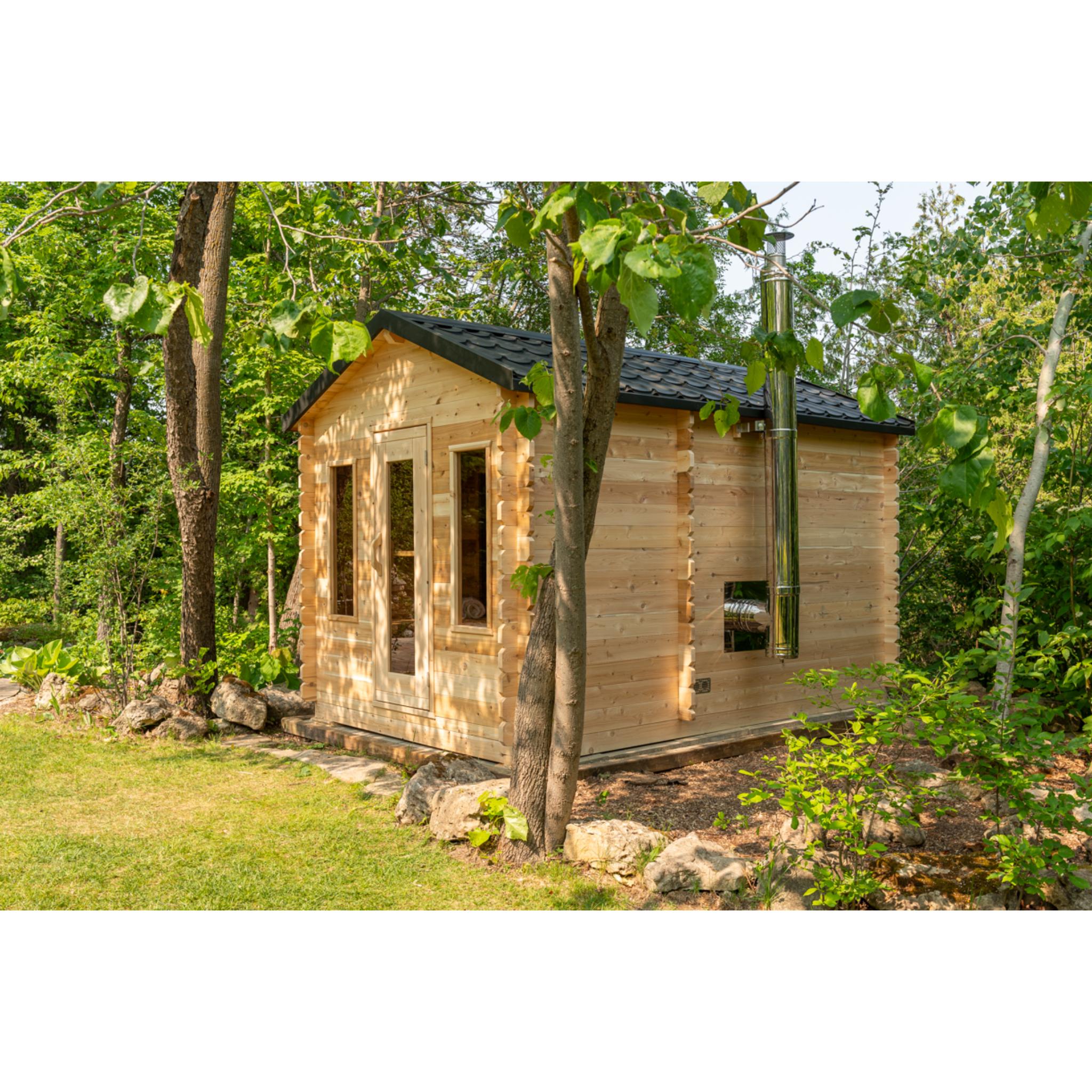 Canadian Timber Georgian Cabin Sauna w/ Change Room - Wood Burning